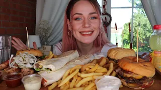 MUKBANG | Бургеры, шашлык, роллы | Burgers, barbecue не ASMR