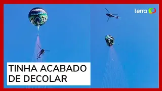 Helicóptero da Polícia Militar derruba balão em São Gonçalo (RJ)