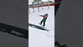 Kid Shows Off Smooth Skills While Snowboarding