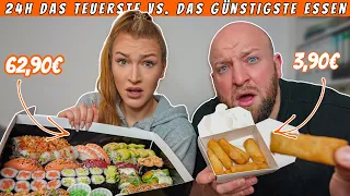 24h TEUERSTE vs. GÜNSTIGSTE Essen + Getränke! 😱 Wer bekommt was?