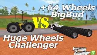 Farming Simulator 17 : Huge Wheels Challenger VS +64 Wheels BigBud Tractor , Tools Comparison