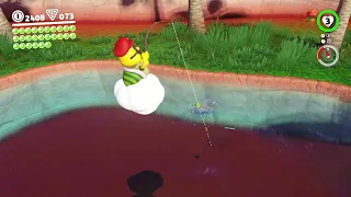 [마리오오디세이] 모래왕국 파워문 34 오아시스에서 낚시! Mario Odyssey Power Moon Fishing in the Oasis