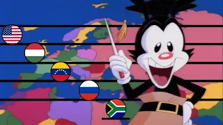 Yakko's World Multilanguage but every language has a different pitch according to it's first letter