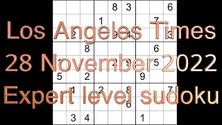 Sudoku solution – Los Angeles Times sudoku 28 November 2022 Expert level