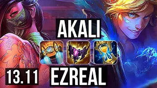 AKALI vs EZREAL (MID) | 1.5M mastery, 8/3/11, 400+ games | KR Diamond | 13.11