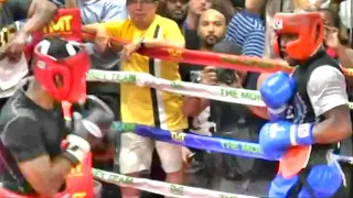 Floyd Mayweather Jr. sparring his upcoming opponent Don Moore!