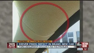 Driver finds defect in brand new car