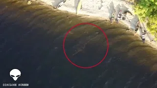 The Loch Ness monster accidentally filmed on drone camera at Great Glenn river, Scotland.