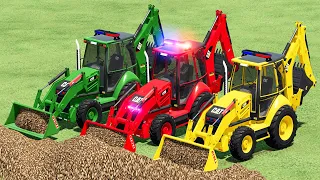 TRANSPORT OF COLORS! TRANSPORTING POTATO LOADING with POLICE  BACKHOE LOADERS! Farming Simulator 22