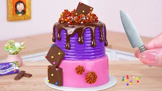 Pink and Purple Cake 🍫 Satisfying Miniature Dairy Milk Chocolate Cake Recipe Decorating | Mini Cakes