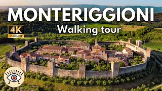 👑 MONTERIGGIONI, Italy (4K) ✅ Free WALKING TOUR with SUBTITLES - July 2023 WALKING TOUR🌞