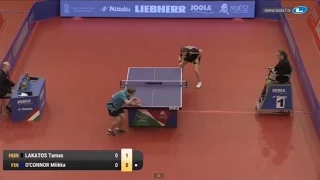 Miikka O'Connor gets a warning about a faulty service (European Championships 2016)