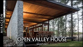 Stone as Sculptural Texture in a Forest House | Open Valley House