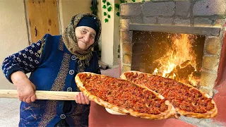 Pide! Baking Delicious Turkish Long Pizza in the Oven | Village Cooking