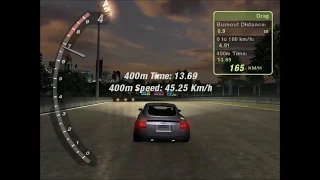 NFS Underground 2 - All 31 stock cars on drag test track (0-100 km/h & 0-400m)