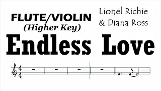 Endless Love Flute Violin Higher Key Sheet Music Backing Track Play Along Partitura