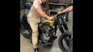 Jason Momoa vintage Harley-Davidson motorcycles fun