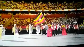 Team Uganda at the  Tokyo 2020 Olympics opening ceremony.