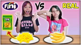 DESAFIO BALA FINI VS REALIDADE - Gummy Food vs. Real  Challenge!