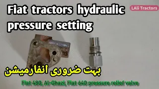 Hydraulic assembly and pressure relief valve of Fiat 480 tractors