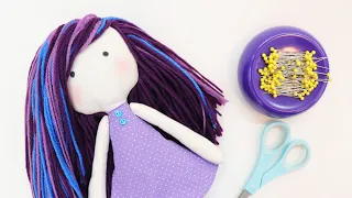 How to Sew a Rag Doll: PART 2: Adding the Hair by learncreatesew