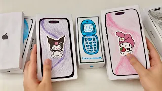 [💸paper diy💸] SANRIO PAPER PHONES Collection unboxing! | asmr compilation