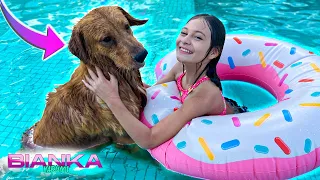 MEU CACHORO ME SALVOU NA PISCINA ! - BIANKA