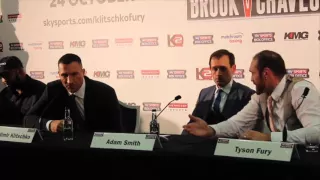 TYSON FURY & WLADIMIR KLITSCHKO HEATED EXCHANGE @ LONDON PRESS CONFERENCE - KLITSCHKO v FURY