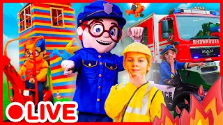 🔴 LIVE | TRUCKS, POLICE CARS AND SLIDES 🚓🚛 Kids pretend play compilation