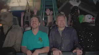 We rode the new Six Flags AQUAMAN: Power Wave roller coaster!