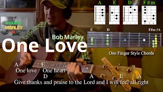 One Love Bob Marley【Long ver.】Lyrics & Chords One Finger Style Reggae Guitar ワンラブ ボブマーリー