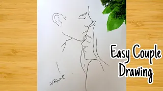 Easy Couple Drawing | How to draw Romantic couple 👩‍❤️‍👨 | Boy & Girl drawing