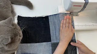 From leftover old jeans I sewed a useful thing