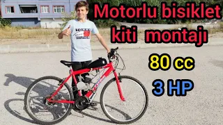 MOTORLU BİSİKLET KİTİ BİSİKLETE NASIL MONTE EDİLİR? | KENDİ ARACINIZI YAPIN!(MOTORIZED BİKE 80cc3hp)