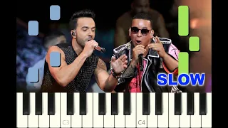 SLOW piano tutorial "DESPACITO" Luis Fonsi & Daddy Yankee, 2017, with free sheet music (pdf)