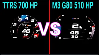 DRAGRACE Acceleration audi ttrs 700 hp vs bmw M3 510 G80 510HP