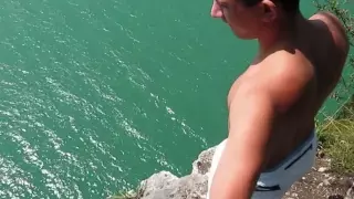 Cliff diving at Wolfgangsee 88ft 27m