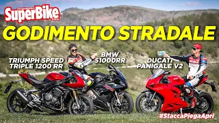 SUPERSPORTIVE SU STRADA! 😈 Ducati Panigale V2 vs Triumph Speed Triple RR vs BMW S1000RR