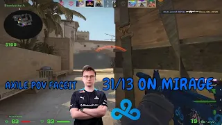 Cloud9 Ax1le PLAYS FACEIT ON MIRAGE (AX1LE MIRAGE POV)