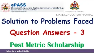 3. Problems faced by students while applying scholarship (E Pass Vidyasiri) in SSP Portal 2021