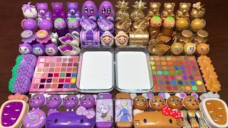 GOLD Vs PURPLE - Mixing Makeup, Clay and MORE Into GLOSSY Slime ! Satisfying Slime Videos #1509