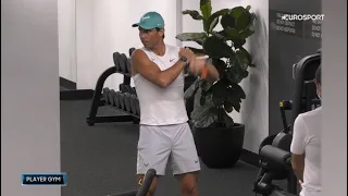 Rafael Nadal at the gym before the final at AO'22