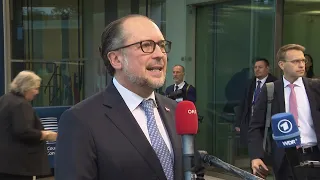 Doorstep von Außenminister Schallenberg beim Rat für Auswärtige Angelegenheiten (23.10.2023)