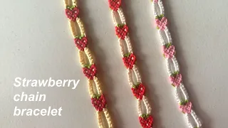 How to make strawberry chain bracelet || yarnivora