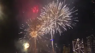 Crowd Watches Fireworks Display on New Year's Eve at Jumeirah Beach in Dubai - 1167612