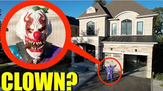 Drone catches SCARY CLOWN outside of Stromedy's house!!