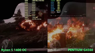 Ryzen 5 1400 overclocked OC vs Pentium G4560 | Tested in 6 Games