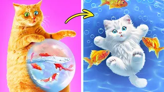 Aquarium For Tiny Kitten? 🐟 Save The Pregnant Kitten 😱 *Gadgets and Crafts for Pets Camping *