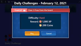 Microsoft Solitaire Collection | FreeCell - Hard | February 12, 2021 | Daily Challenges