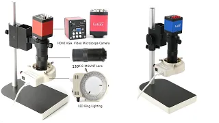 Microscope sets HD 13MP 60FS HDMI VGA Industrial Microscope Camera+130X C mount lens+56 LED Ring